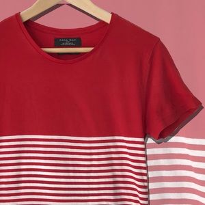 ZARA Red White Stripes Top